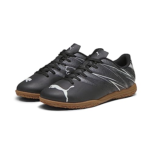 PUMA Attacanto Indoor Training Sneaker, Black-Silver Mist, 2.5 US Unisex Big Kid