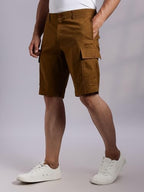 Thomas Scott Mens | Solid | Mid Rise | Light Weight | 4 Pockets | Lenin Blend | Casual | Chino | Shorts for Men (TSS123_Brown_3