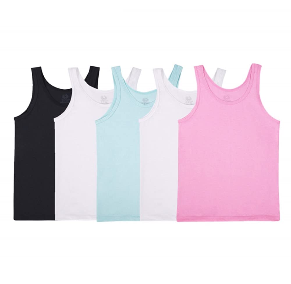 Fruit of the Loom girls Big Assorted Tank (Pack of 5), assortedjersey, Medium