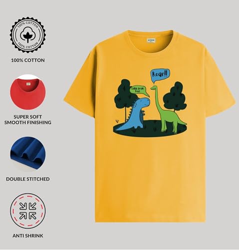 ADRO T Shirts for Boys & Girls | Dinosaur Roar Printed T-Shirt | Ages 3-14 | 100% Cotton Round Neck Tshirt for Boys |KRN-L2-ROAR