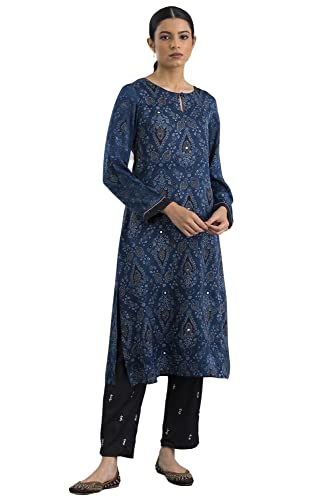 W For Woman Women'S Rayon Paisley Regular Fashion Vest (22Juf11548-910466_Blue