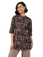 Libas Women'S Silk Blend Ethnic Motifs Straight Kurtis (98160_Burgundy_S)