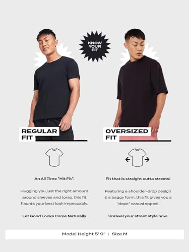 Bewakoof MenS Graphic Print Oversized Fit Half Sleeve Round Neck Cotton T-Shirt Red