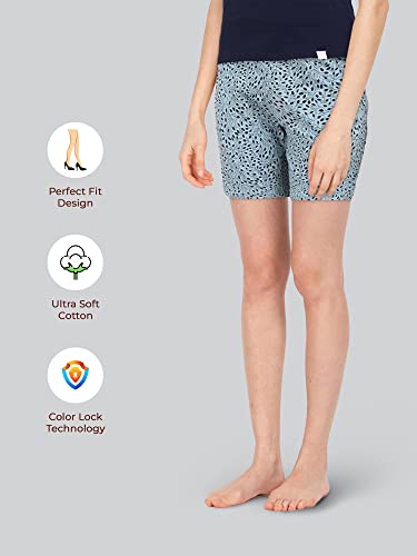 Lyra Pure Cotton Printed Night Shorts For Women