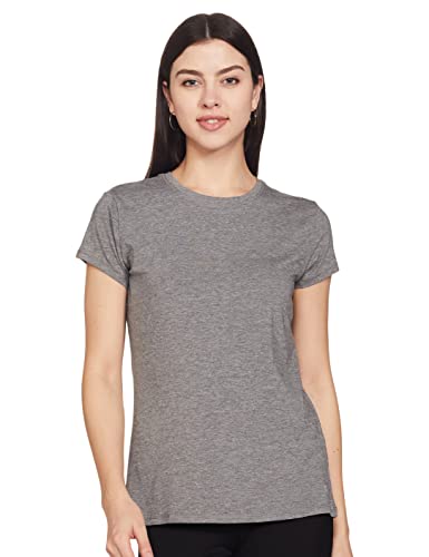 Enamor Womens Plain Slim fit T-Shirt (E047_Medium Grey Melange L)