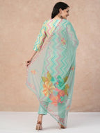 ANNI DESIGNER Womens Rayon Blend Straight Printed Kurta with Pant & Dupatta (Zaggu Pista_XL_Pista_X-Large)