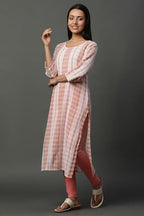 Aurelia WomenS Cotton Striped Regular Kurta (24Fea14813_Pink