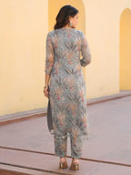 ANNI DESIGNER Womens Rayon Blend Straight Printed Kurta with Pant (Feni Grey_XXL_Grey_XX-Large)