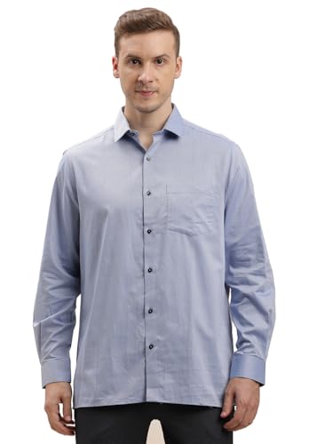 Turtle Men 100% Cotton Regular Fit Dobby Print Light Blue Formal Shirt