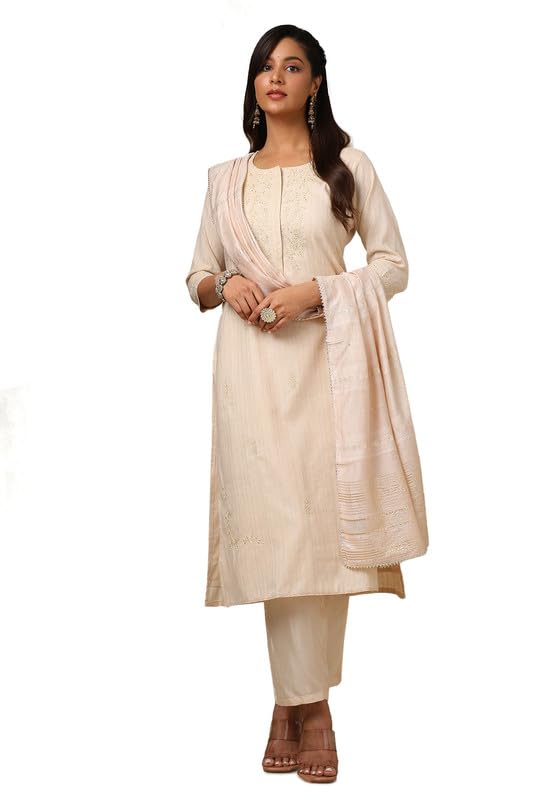 Soch Women Embroidered Cotton Flex Suit Set with Sequins
