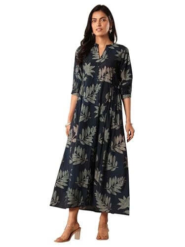 Libas WomenS Silk Fit And Flare Above The Knee Dress (29788_Blue
