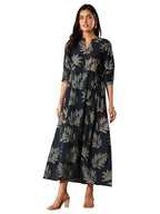 Libas WomenS Silk Fit And Flare Above The Knee Dress (29788_Blue