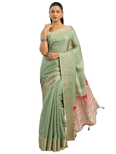 Libas Womens Woven Design Georgette Saree With Blouse Piece