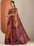 Libas Womens Printed Cotton Blend Saree With Blouse Piece