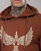 ADRO Men's Cotton Neck Hooded Sweatshirt (H24-BIRD-BR-S_Brown)