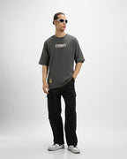 Bewakoof MenS Eternity Graphic Printed 100% Cotton T-Shirt - Oversized Fit, Round Neck, Half Sleeves_596129_Grey_L