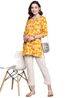 Anubhutee Women'S Yellow White Geometric Print Kurti