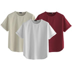 Juneberry Pure 100% Cotton Oversized Loose Baggy Fit Round Neck With Drop Shoulder White & Maroon & Swanwhite Half Sleeves Boyfr