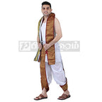 Prakasam Cotton MenS Asha Silk Panjakejam Stitched Dhoti Towel Set With Pocket