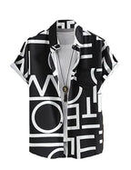 Lookmark MenS Cotton Blend Printed Stitched Half Sleeve Shirt (Printed_Shirt_Adam_Black-L)