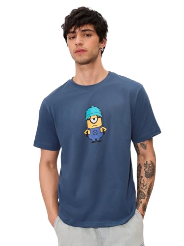 The Souled Store Official Minions Originals: I Love Gru Men And Boys Short Sleeve Round Neck Graphic Printed Regular Fit Cotton 
