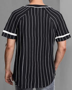 Noble Monk MenS Casual Shirt | Striped Pattern | V-Neck With Button Down Design | Half Sleeve Shirt For Men Black