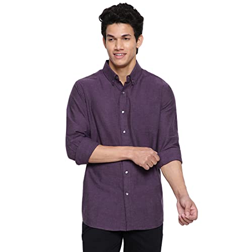 Fabindia Solid Relaxed Men Purple Cotton Comfort Fit Shirt (102744401
