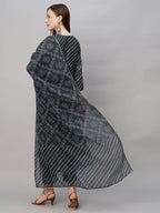 ANNI DESIGNER Womens Cotton Blend Straight Printed Kurta with Pant & Dupatta (Doremi Black_M_Black_Medium)