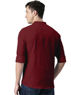 Royalscout MenS Cotton Polyester Blend Solid Regular Fit Full Sleeve Short Kurta Maroon