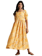 Libas WomenS Rayon Fit And Flare Maxi Dress (29079_Yellow