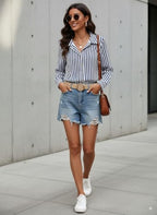 Indoprimo WomenS Striped Casual Stylish Shirt | Striped Western Shirt For Women