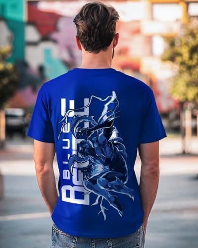 Bewakoof Official Dc Merchandise MenS Graphic Print Regular Fit Half Sleeve Round Neck Cotton T-Shirt_589373_Blue_Xl