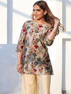 Libas Multi Printed Silk Blend A-Line Kurti