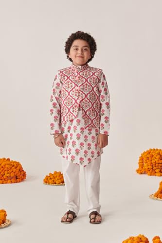 Pspeaches Boys Floral Printed Regular Kurta With Pyjamas (7-8Years)