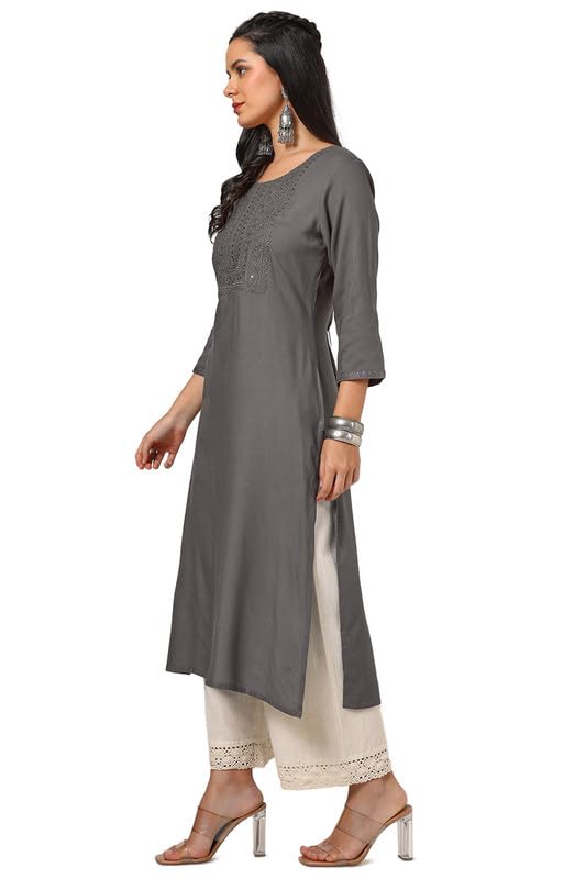 Soch Womens Rayon Embroidered Kurta With Sequins