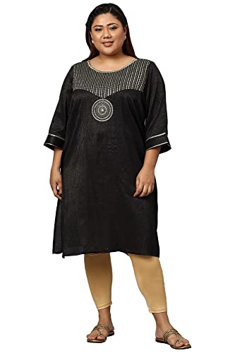 Aurelia WomenS Viscose Regular Kurta (22Aua13591P-703391_Black