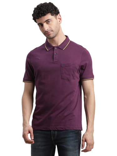 Turtle Men 100% Cotton Indigo Purple Printed Polo T-Shirt