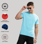 ADRO Men's Solid Regular Fit T-Shirt (RCM3-PLN-PU-MI-PT_Purple,Mint,Pista