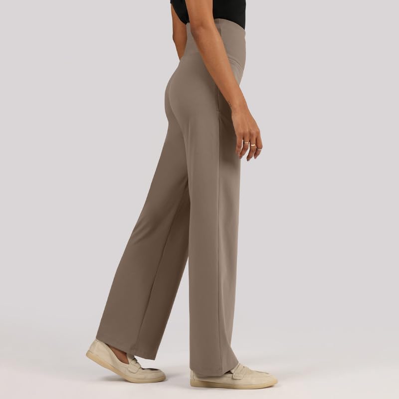 BlissClub Ultimate Sculpt Wide - Legged Pants, Ribbed Waistband, Wide Silhouette, 2 Zippered Pockets
