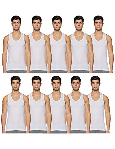 Rupa Jon MenS Plain Vest (Pack Of 10) (Rjnjnvsnrnfd02085_White_85 Cm)