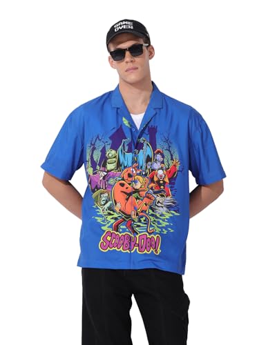 The Indian Garage Co Mens Relaxed Fit Character Print Cuban Collar Half Sleeves Street Sweater