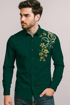 Zartha MenS Regular Fit Printed Pattern Cotton Blend Shirt With Collared Neck Long Sleeve And Standard Length | Shirt For Man D