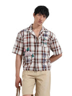 The Indian Garage Co Mens Oversized Fit Checked Resort Shirt