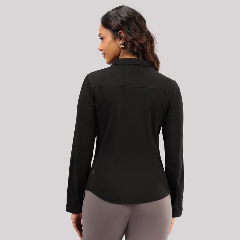 BlissClub Cotton Pro Classic Shirt, Cotton-Like Comfort, Sweat-Free Confidence, Flattering fit, Chic Workwear, Buttoned Front
