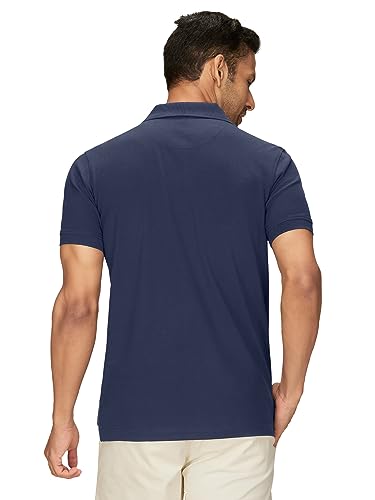 XYXX Mens Cotton Solid Regular Fit Shirt (XY_CR14_Polo Tshirt_1_Dark Navy