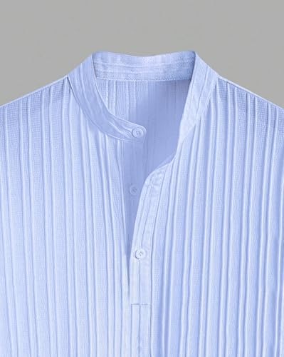 Greciilooks Poly Cotton Solid For Casual Stylish Textured Regular Fit | Men Ribbed Half Sleeve Shirt