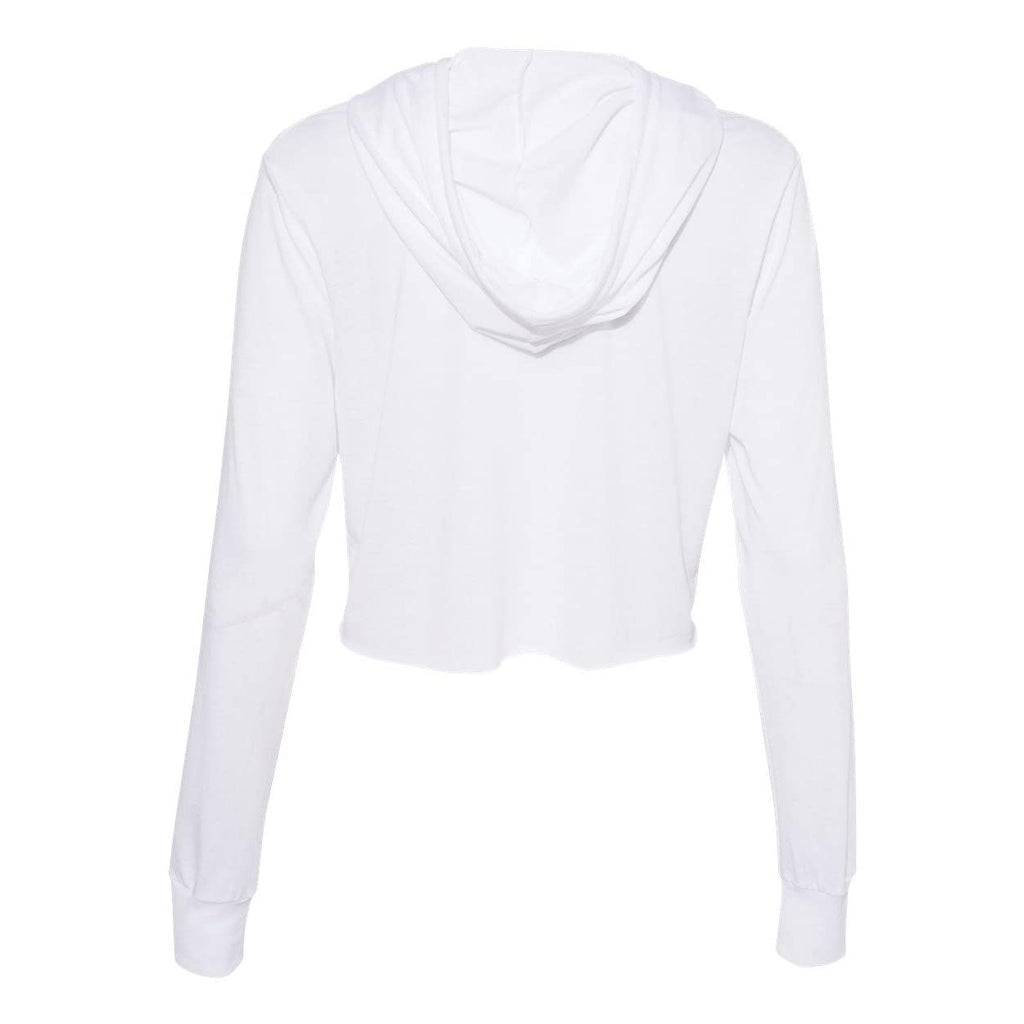 Ladies cropped Long Sleeve Hoodie T-Shirt - SOLID BLK TRBLND - S(D0102H7WEW8)