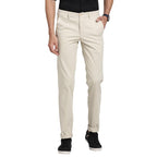 Turtle Men Cotton Stretch Cream Solid Ultra Slim Fit Casual Trouserss