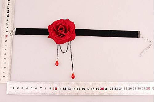ericotry Elegant Retro Rose Flower Collarbone Chain Clavicle Necklace Gothic Lolita Black Lace Collar Choker Ornament Wedding Ha