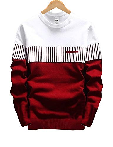 EYEBOGLER Regular Mens Cotton Red-White Designer T-Shirt (M-EB1T67-WRWH_Medium)